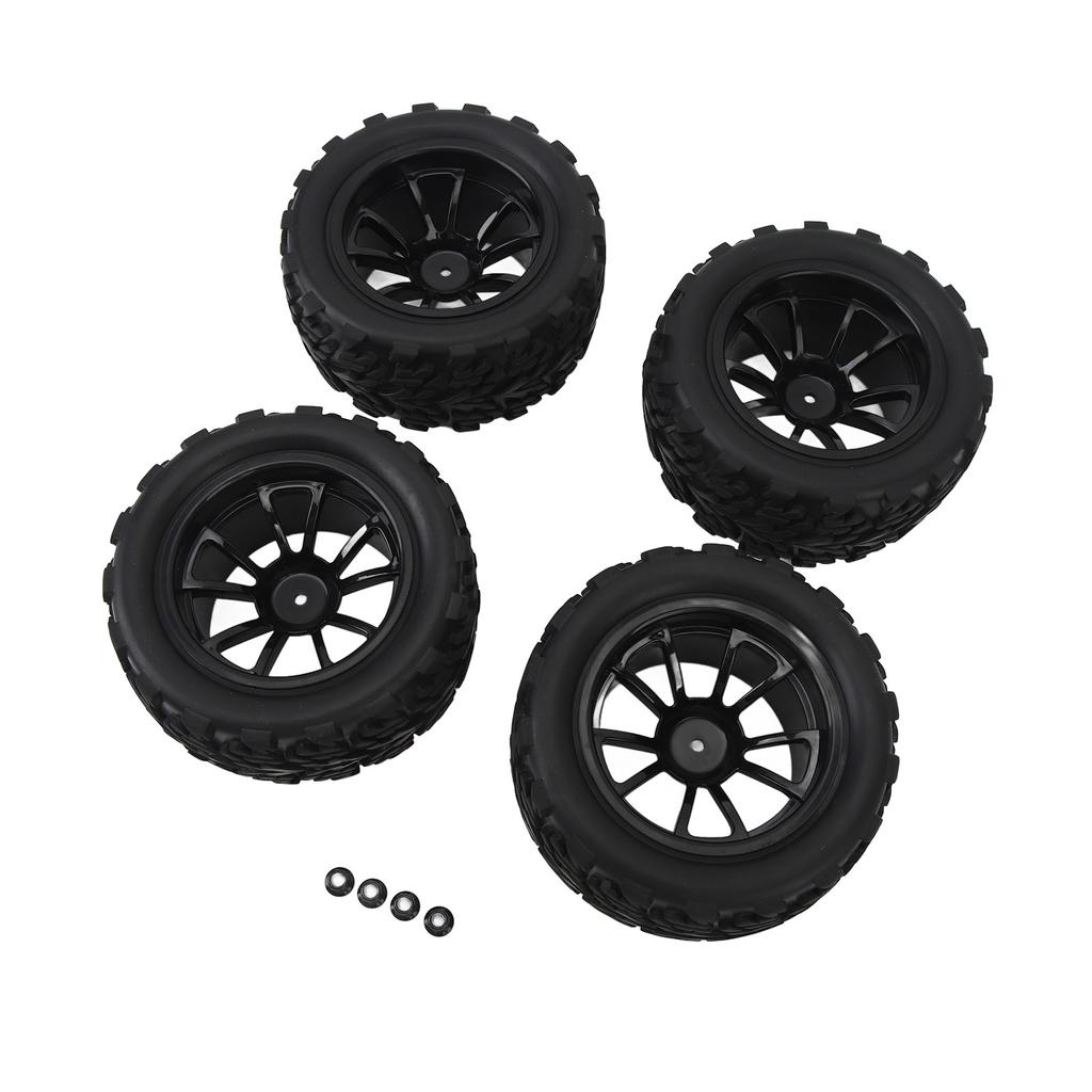 4 stk RC Bil Hjul Dekk Universelle 10 Eikers Felger Gummi med M4 Låsemutter RC Bil 1/10 Hjul Dekk fo