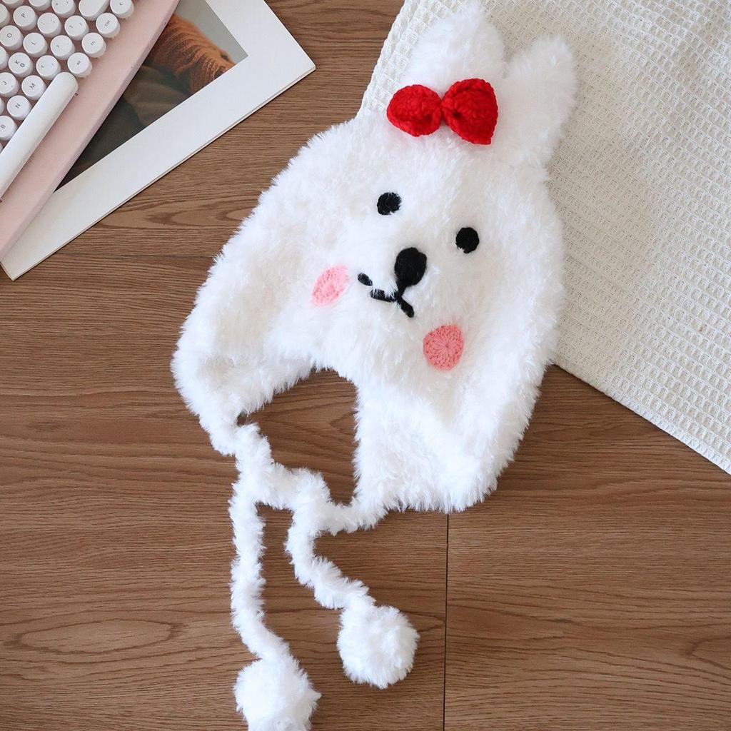 Sweet Rabbit Plush Earmuff Hat for Kids - Cute Pull-On Design, Perfect for Autumn/Winter Warmth, Ideal for Boys and Girls