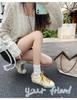 5CM Petite Height-Increasing Korean Color-Block Star White Retro Lace-Up Women's Casual Shoes