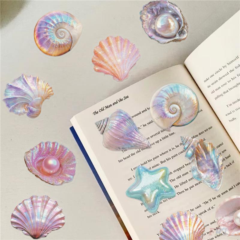 50Pcs/Set Shell Conch Starfish Pearl PET Stickers Waterproof DIY Fashion Doodle Decals Stickers