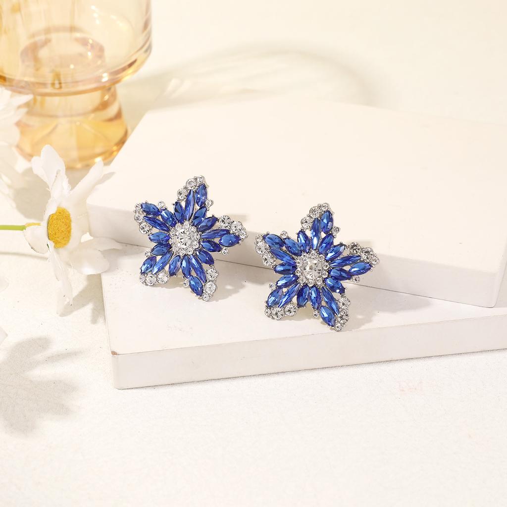 Christmas Star Stud Earrings Minimalist Colorful CZ Hoops Elegant Jewelry For Women