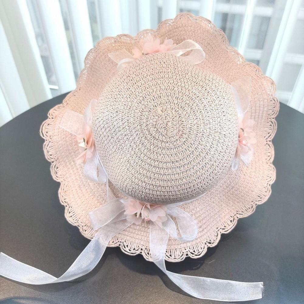 Solid Color Sun Hat Floral Style Fisherman Hat Trend Straw Hat Small Bag Set Fashion Accessory