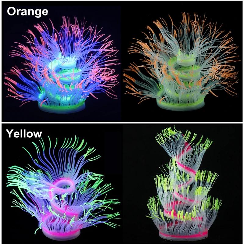 New Flexible Style Silicone Aquarium Coral Anemone Decoration Artificial Fish Tank Sea Anemone Ornament Glowing In Light