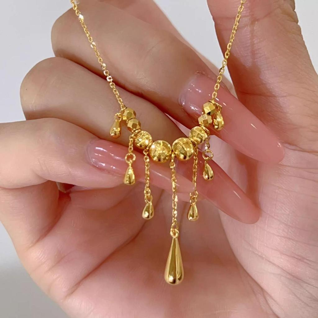 Xiaohongshu Style Vietnamese Cat's Eye Tassel Necklace – Women's French Light Luxury