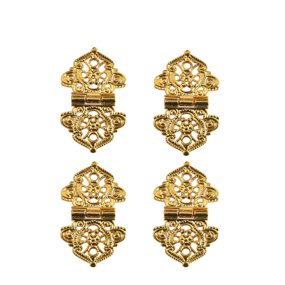 

4pcs Vintage Cabinet Antique Furniture Hinge, Cabinet Drawer Door Butt Hinge for Wood Box Decorative золотистий