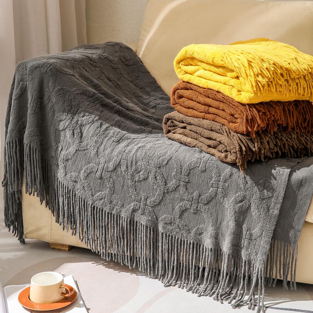 American Style Knitted Jacquard Sofa Nap Blanket
