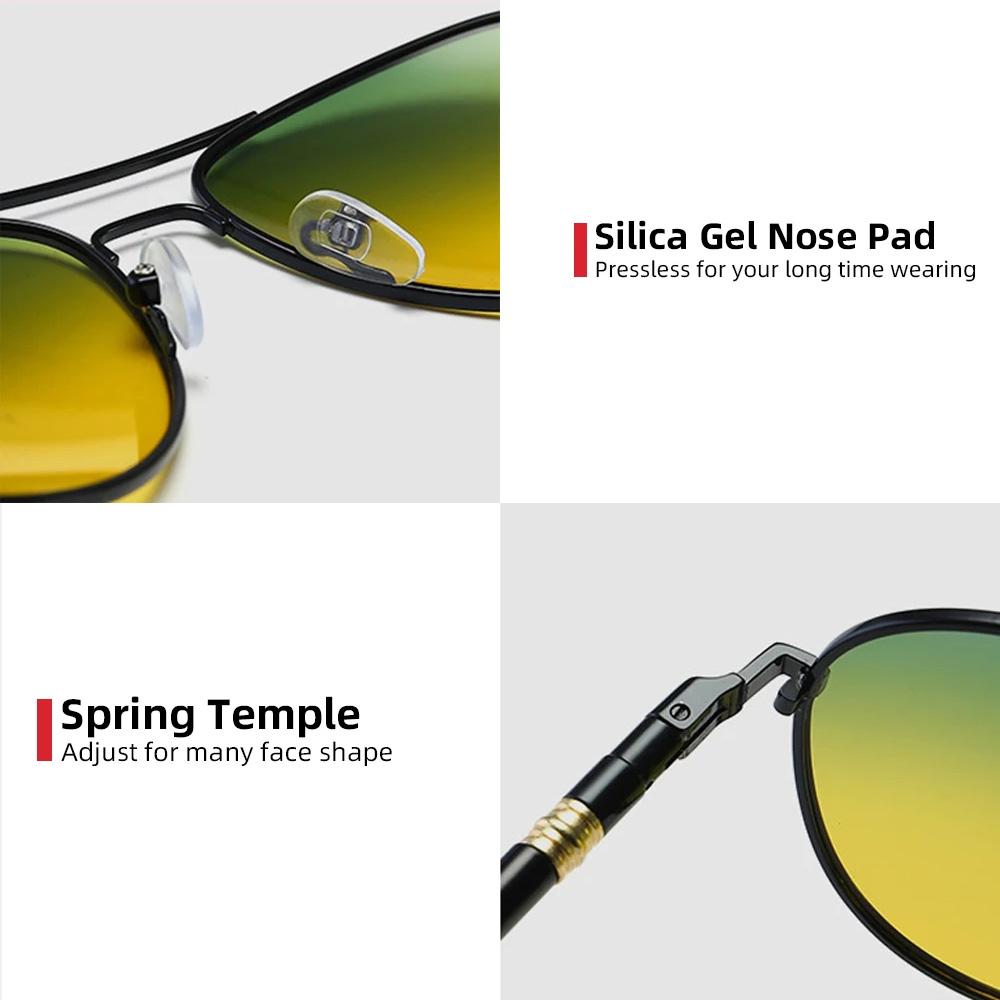 Herren Tag- und Nachtsichtbrille Edelstahl Aviation UV400 Polarisierte gelbe Linse Damen Autofahrer-Sonnenbrille Klassische Schutzbrille
