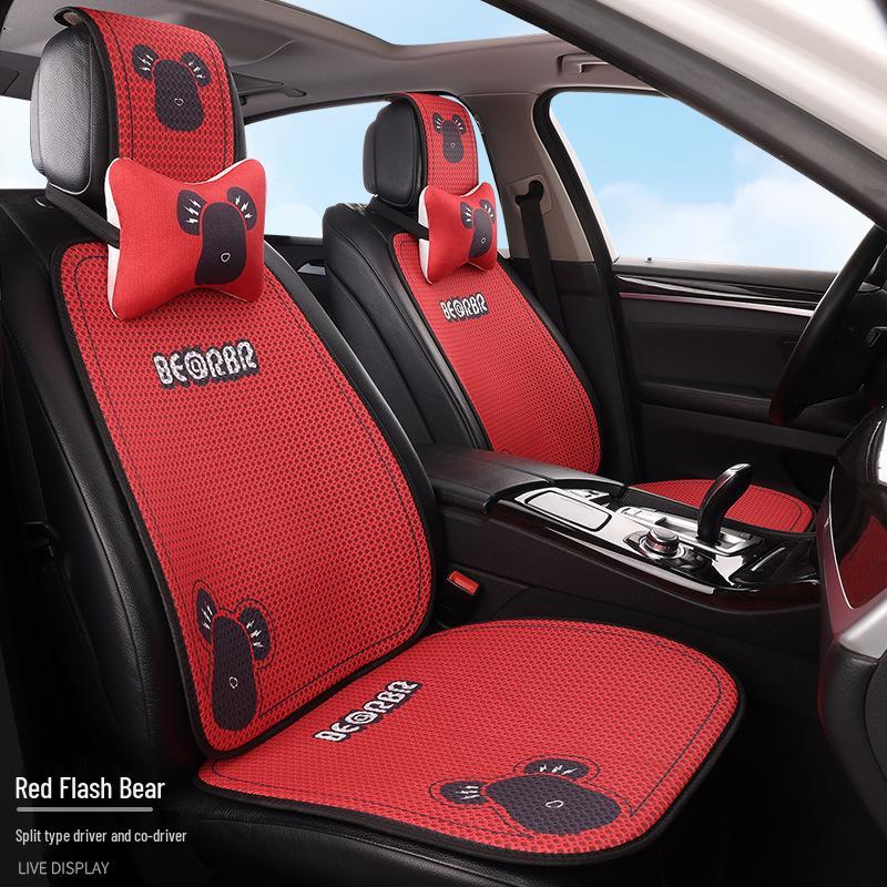 Universal Cartoon Linen Car Seat Cushion - Warm, Stylish, Four Seasons Comfort