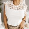 Summer New Lace Sleeveless Solid Sexy Hollow Out Shirt