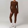 JYL Brushed Slim Yoga Set Long Sleeve Outdoor Running Fitness Outfit