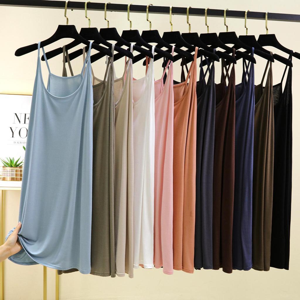 Women's Summer Modal Camisole Dress - Sleeveless, Anti-Transparent Lining, Casual Long Vest Dress
