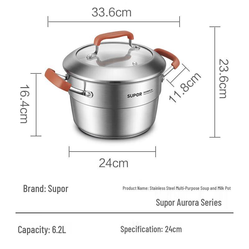 

Supor 304 Stainless Steel Steamer & Soup Pot