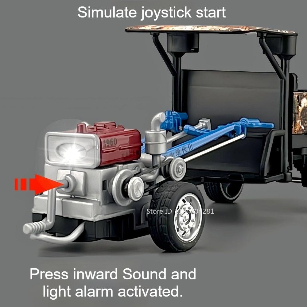 1:32 Agricultural Walking Tractor Miniature Model Alloy Diecast Alloy Car Toys Baffle Can Be Opened Sound Light Vehice Kids Gift