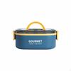 Lunch Box Isotermica, Bento in Acciaio Inossidabile 304, Adatto al Microonde, Doppio Scomparto, Cucchiaio Blu