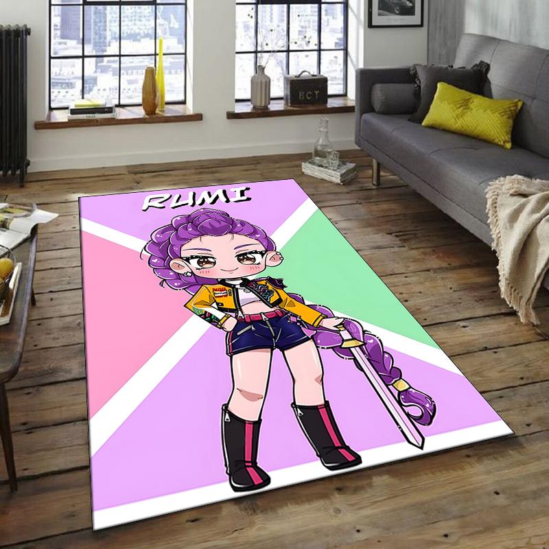 1pc KPop Demon Hunters RUMI1 Design Area Rug - Non-Slip, Soft & Cozy Floor Mat for Living Room, Bedroom, Office - Indoor/Outdoor Decorative Carpet