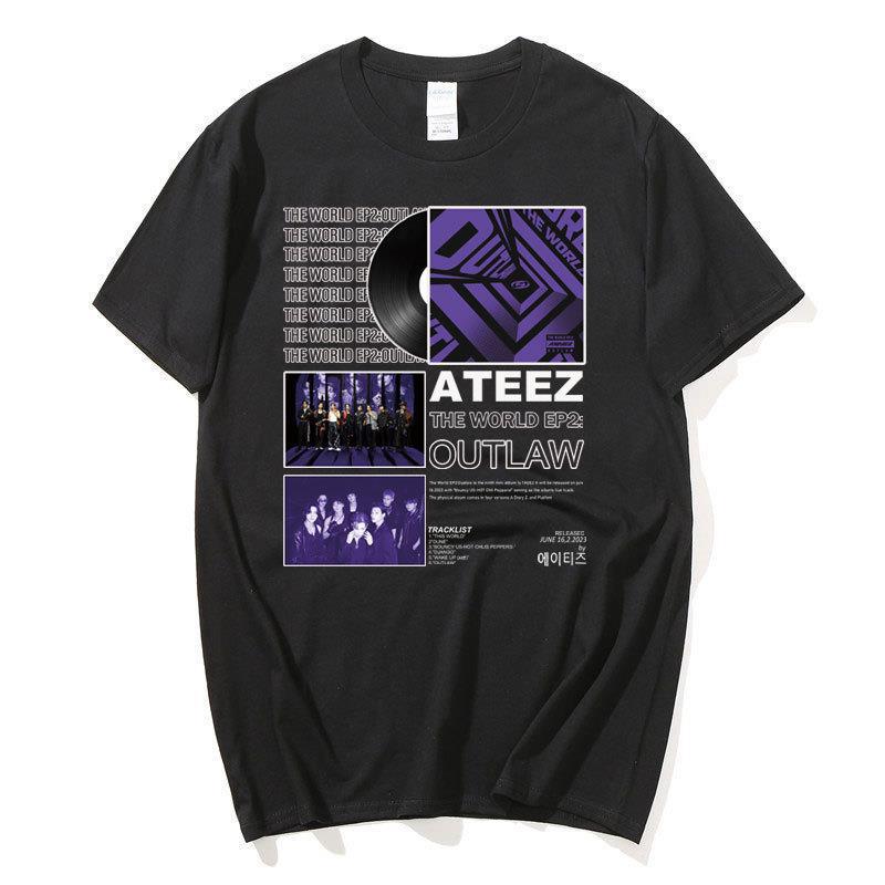 Support Combination Ateez Peripheral Harajuku Printed Fashion Men S And Women S T-Shirts Top Short Sleeves S