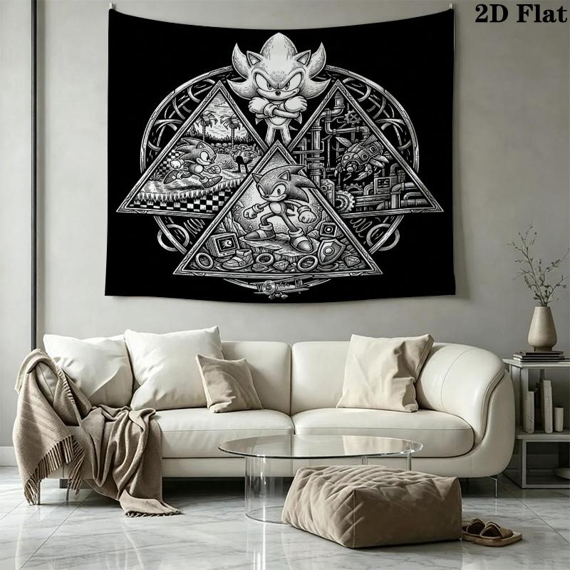 Sonic Hedgehog Wall Tapestry Aesthetic Wall Hanging Printed Fabric Blanket Decorative Tapestries For Bedroom Living Room Home Decor