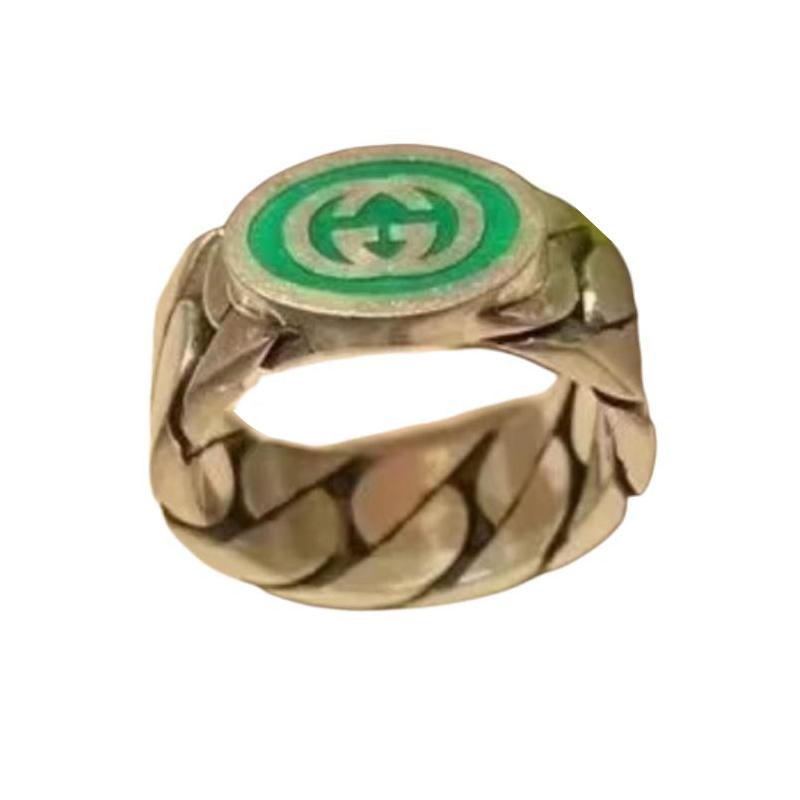 Gucci Double G Logo 925 Silver Enamel Ring Unisex ring 753490 J8410 8414 12