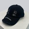 And Women Personalized Letter Print Broken Style Baseball Caps Sun Protection Street Style All-Match Distressed Peaked Hats Hip Hop Fashion Outdoor