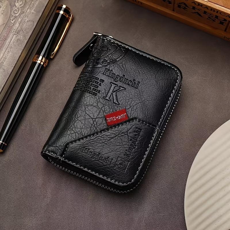 Vintage Organ Men Card Holder Wallet PU Leather Letter Card Bag Purse Multiple Card Slots Portable Credit  Stylish Retro Design