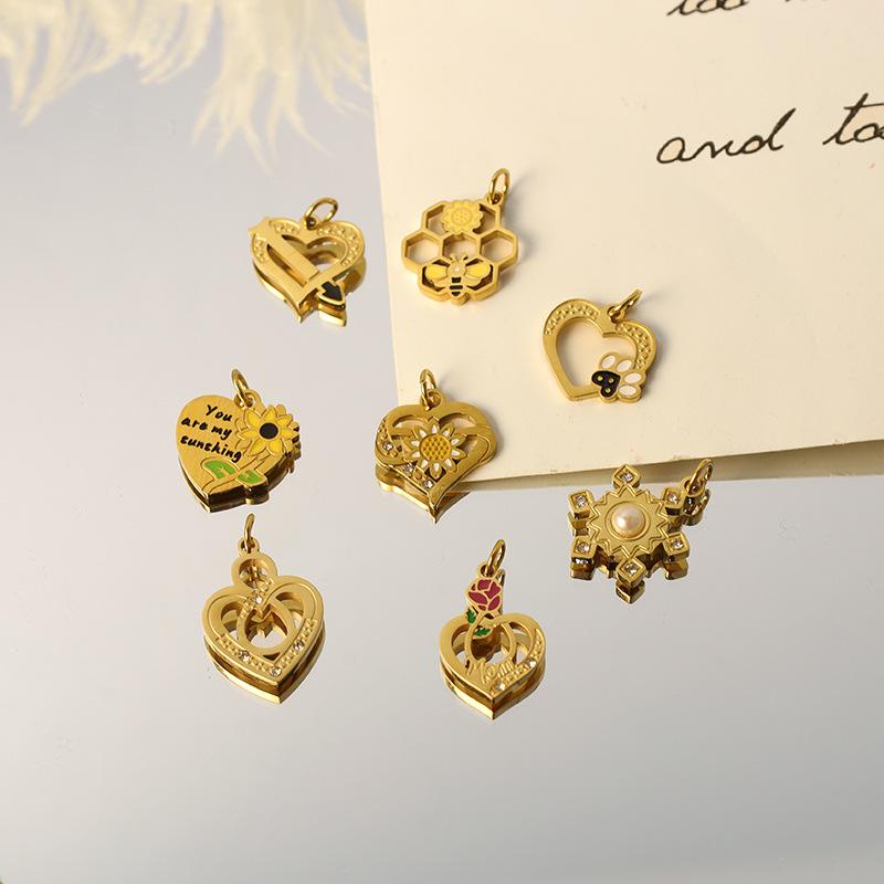 Halloween Ghost Pumpkin Spider Pendant 18K Gold Plated Stainless Steel Jewelry Diy Accessories