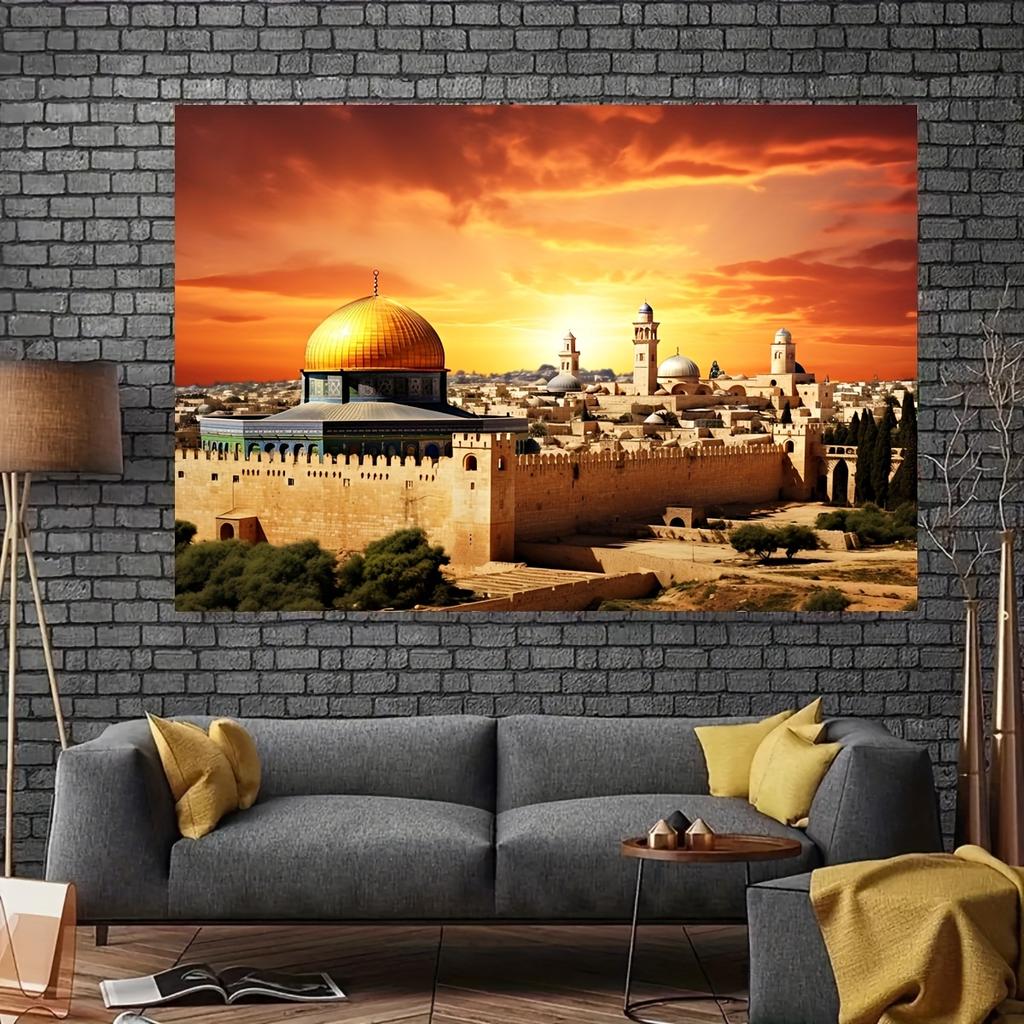 1 Piece of Jerusalem Background, Bethlehem Photography Background, Sunset Dome Rock Background, Party Room Decoration Banner