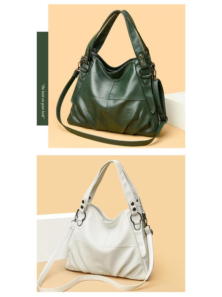 2023 Trendy Women's PU Handbag: European & American Patchwork, High-Quality, Large, Simple Design