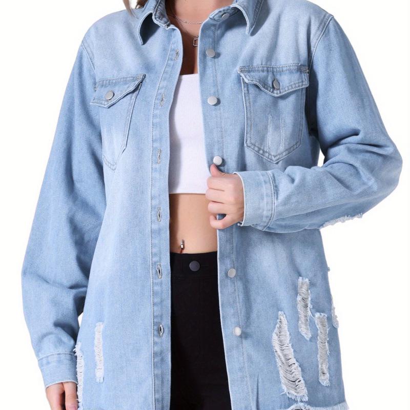 

2025 Women s Long Sleeve Denim Jacket - European & American Country Style XL