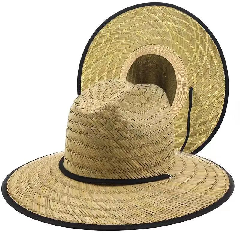 

Men s new fishing hat outdoor Sun hat summer hand woven mat cool straw hat sun hat knight jazz hat Adult 55-58cm чорний