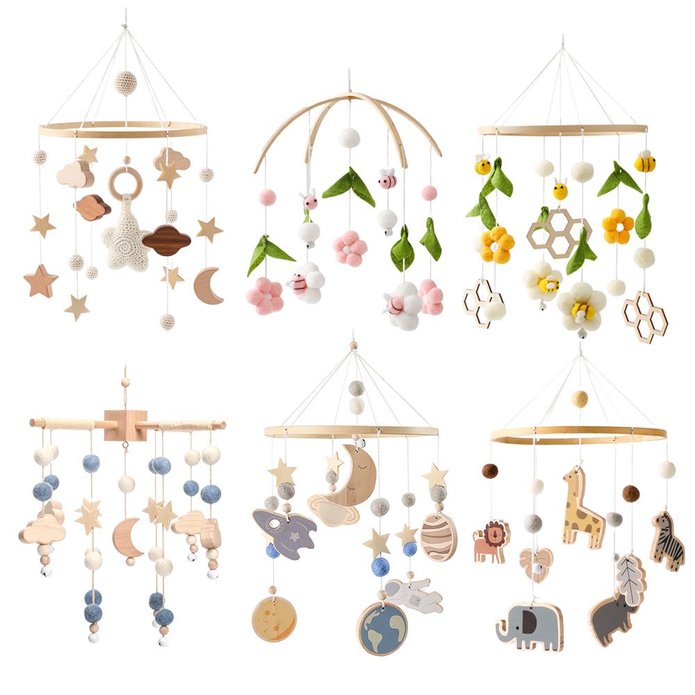 Baby Rattle Toy 0-12 Months Wooden Mobile On The Bed Newborn Music Box Bed Bell Hanging Toys Holder Bracket Infant Crib Boy Toys
