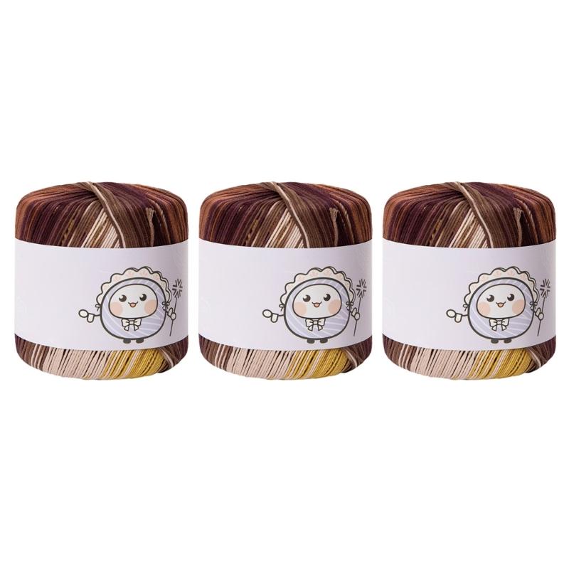 

3 Rolls Singed Cotton Crafting Thread Fade Resistant Fiber For Sewing Knitting Projects