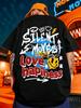 new Unisexs summer smiley face letter graffiti print micro elastic breathable round neck Tshirt outdoor urban casual top