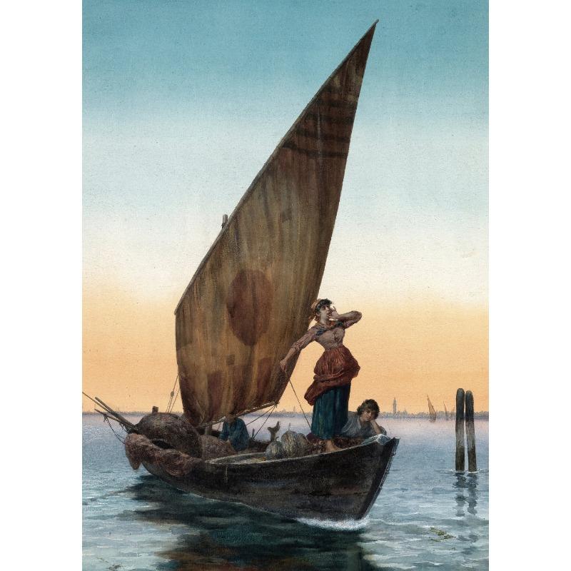 

Винтажный морской пейзаж, постер, парусная лодка, побережье, пляж, бушующие волны, холст, картина, морское настенное искусство, картина, декор для офиса, дома 21cm×30cm NoFrame