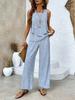 European and American new 1D printing women's fashion sleeveless trousers suit spring and summer women's suit
