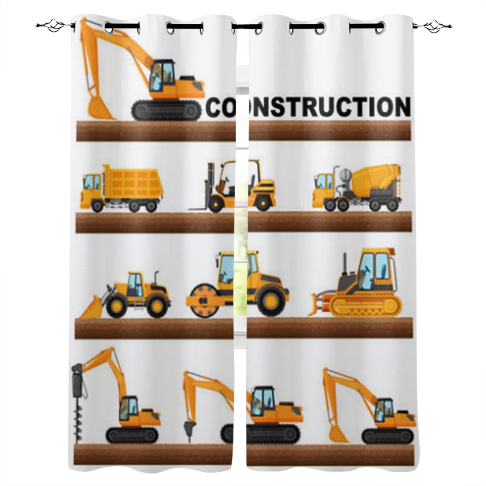 Желтый экскаватор Механическая машина Роскошные шторы для дома Товары для дома Гостиная — фото 15