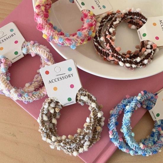 6Pcs Hair Ties Soft Woolen Woven Elastic Hair Bands Braided Design Ponytail Bun