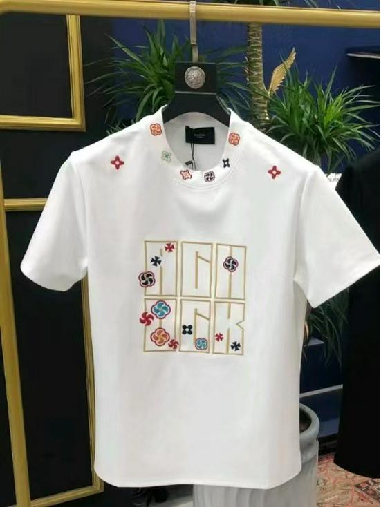 

American Men s Short Sleeve Embroidered Cotton T-shirt - Summer Casual Loose Fit XL (suggested 120-135 jin) белый