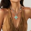 Meier Punk-inspired metal cross necklace with a trendy, edgy design. features a sweet and cool ot clasp chain