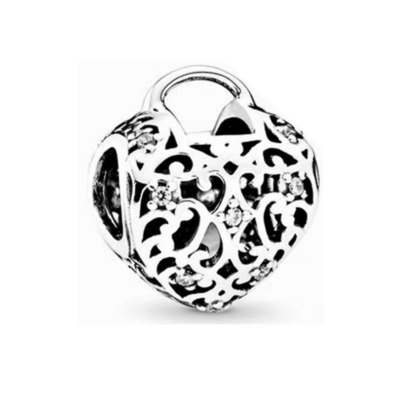 Europeans DIY Angel Mom Heart Sparkling Paw Print Cherry Blossom Charm Beads Fit Original Silver Bracelet Jewelry