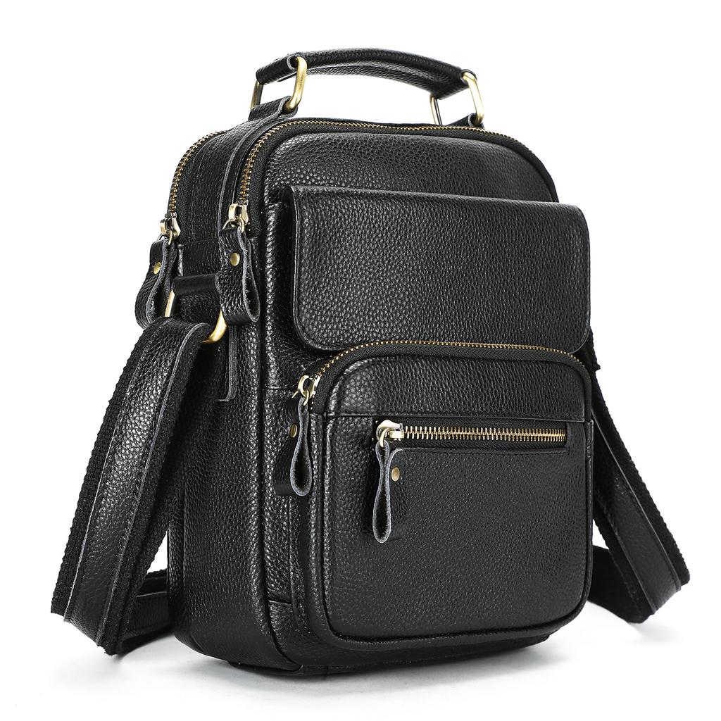 2025 New Men's Leather Crossbody Bag Outdoor Sports Casual Sling Backpack Multi-functional Shoulder Bag Phone Purse for Men