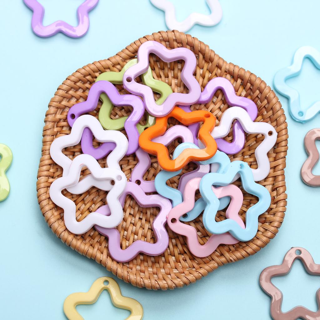 Home Candy Color 30mm Fashion Acrylic Pendants DIY Jewelry Material Pentagram Pendant for Necklace Earrings Making 20Pcs