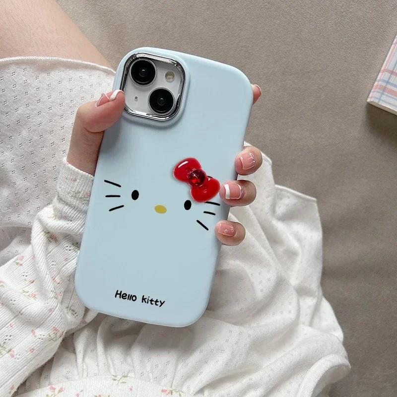 3D Bowknot Hello Kitty Ears Cover For Samsung Galaxy S25 S24 S23 S22 Plus Ultra S24 FE Note 20 A52 A35 A15 A25 A32 5G Phone Case