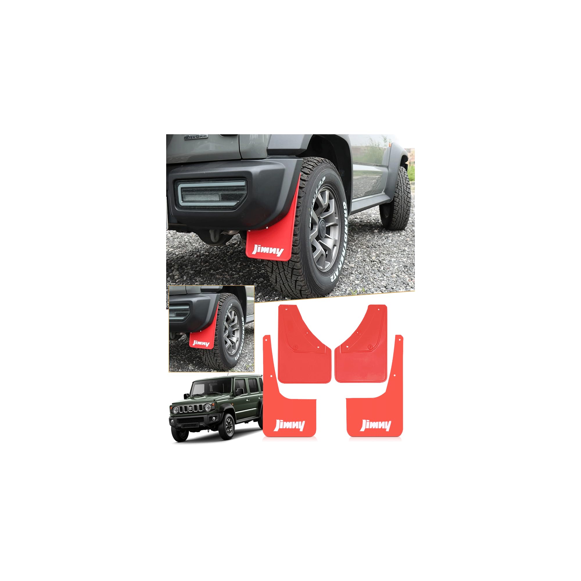 Maplewoodcar Jimny Mud Flaps - Jimny Nomad Exclusive - Custom Exterior Parts - Splash Guard - Black/Red [Jimny Nomad Exclusive] - Installation Video I
