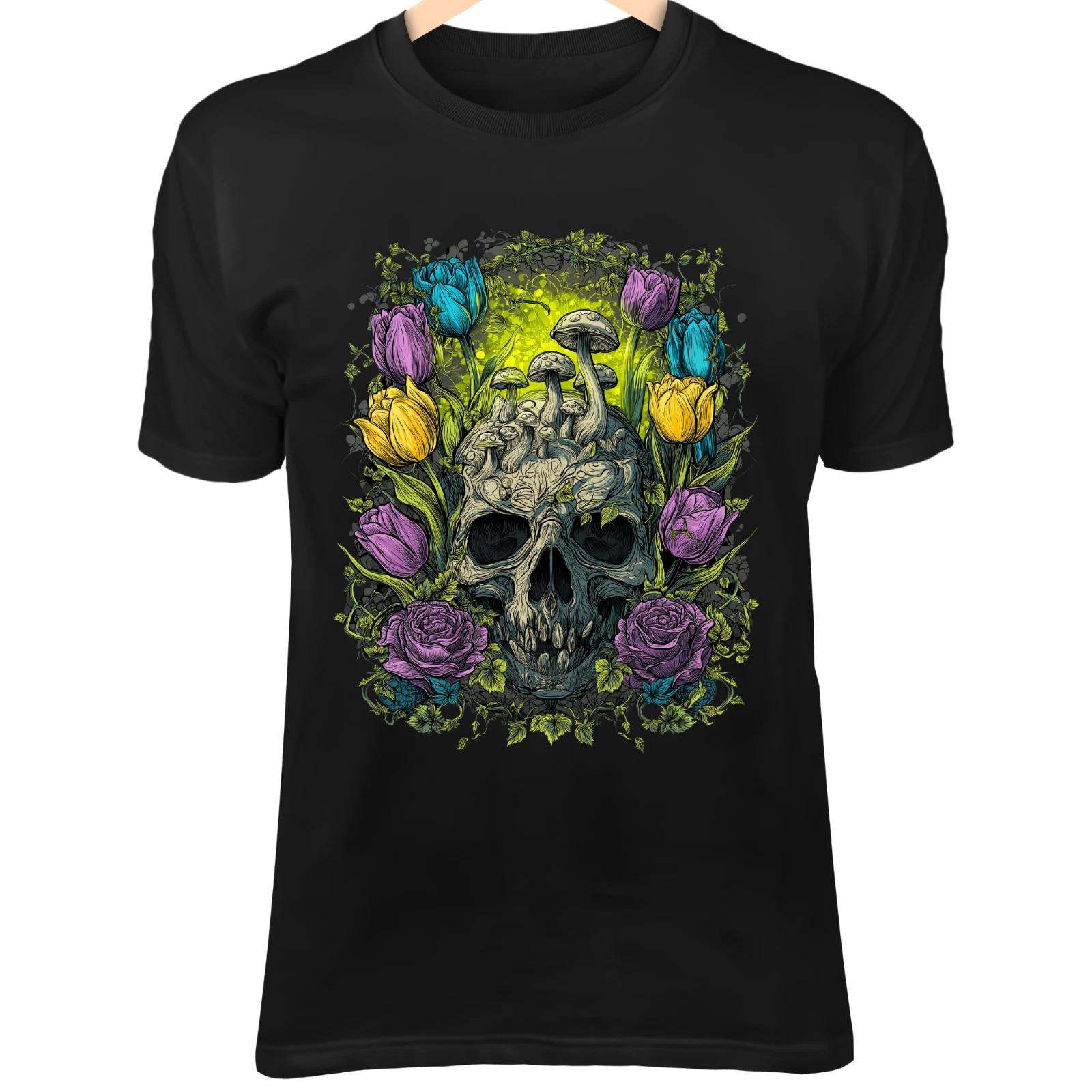 Decorative Skull - Luminous Mushrooms, Roses & Ivy Gothic Fantasy Art 2XL