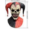 Menacing Clown Mask with Horns Bleeding Skull Halloween for Cosplay Parties Haunted Houses with Bell Earrings Pumpkin Pendants