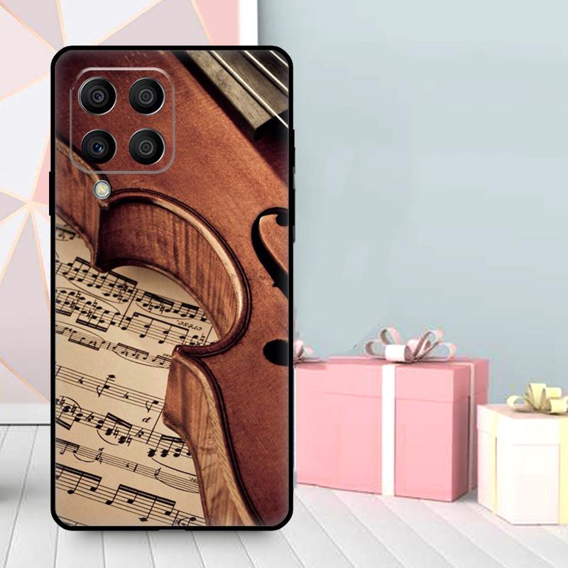 Elegant Violins Bow Sheet Music Case For Samsung Galaxy M56 M52 M32 M53 M16 M11 M21 M31 M35 M12 M13 M14 M15 M36 M55 M34 M54