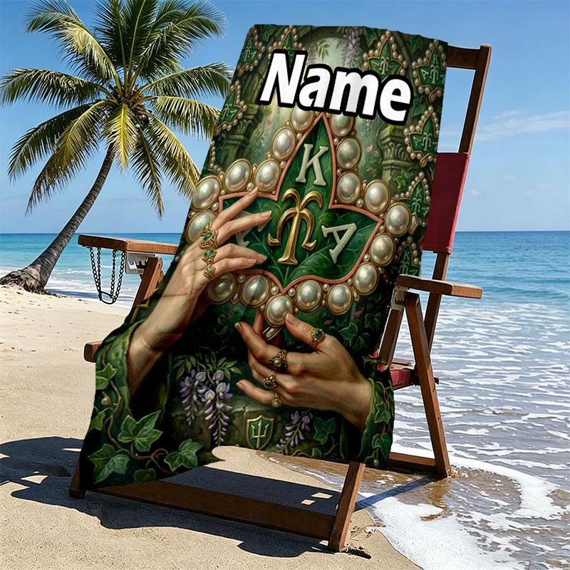 Custom Name Personalized Alpha Kappa Alpha Print Beach Towel, for Trip Camping Beach Party Home Decor, Birthday Gift for Family & Friends