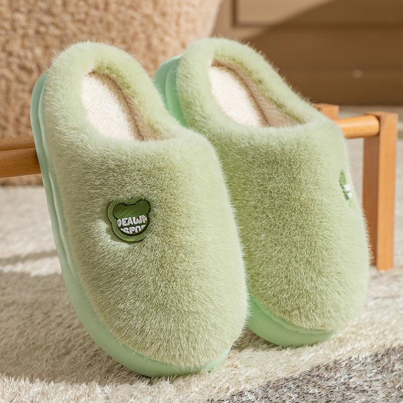 Cotton Slippers Women's Autumn and Winter New Indoor Home Non-slip Household Couple Outer Wool Slippers Men's