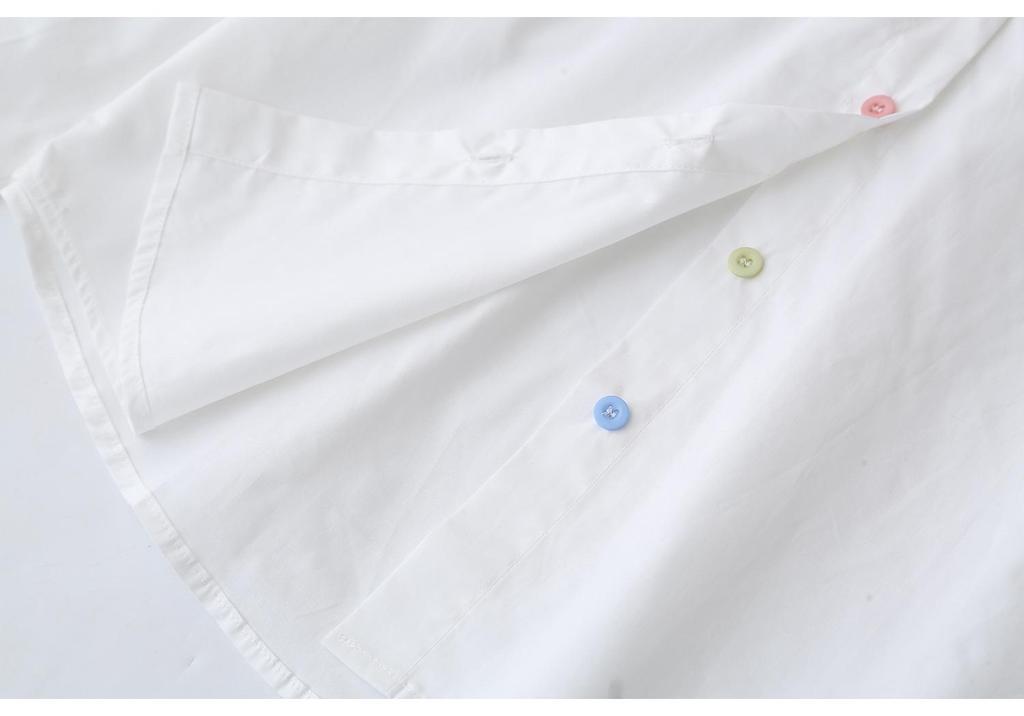 2026 Spring Plus Size Women's Cotton Long Sleeve Embroidered Shirt, Colorful Button Lapel Cardigan, Versatile Top 070