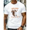 Summer T-Shirt for Larger Men Featuring a Squirrel Graphic with The Phrase 'RELAX WE'RE ALL NUTS', Perfect for Casual Wear In Everyday Life